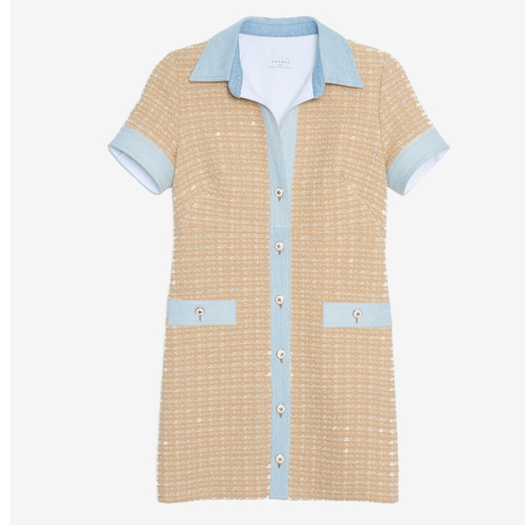 Sandro Tweed and Denim dress - Picture 3 of 7